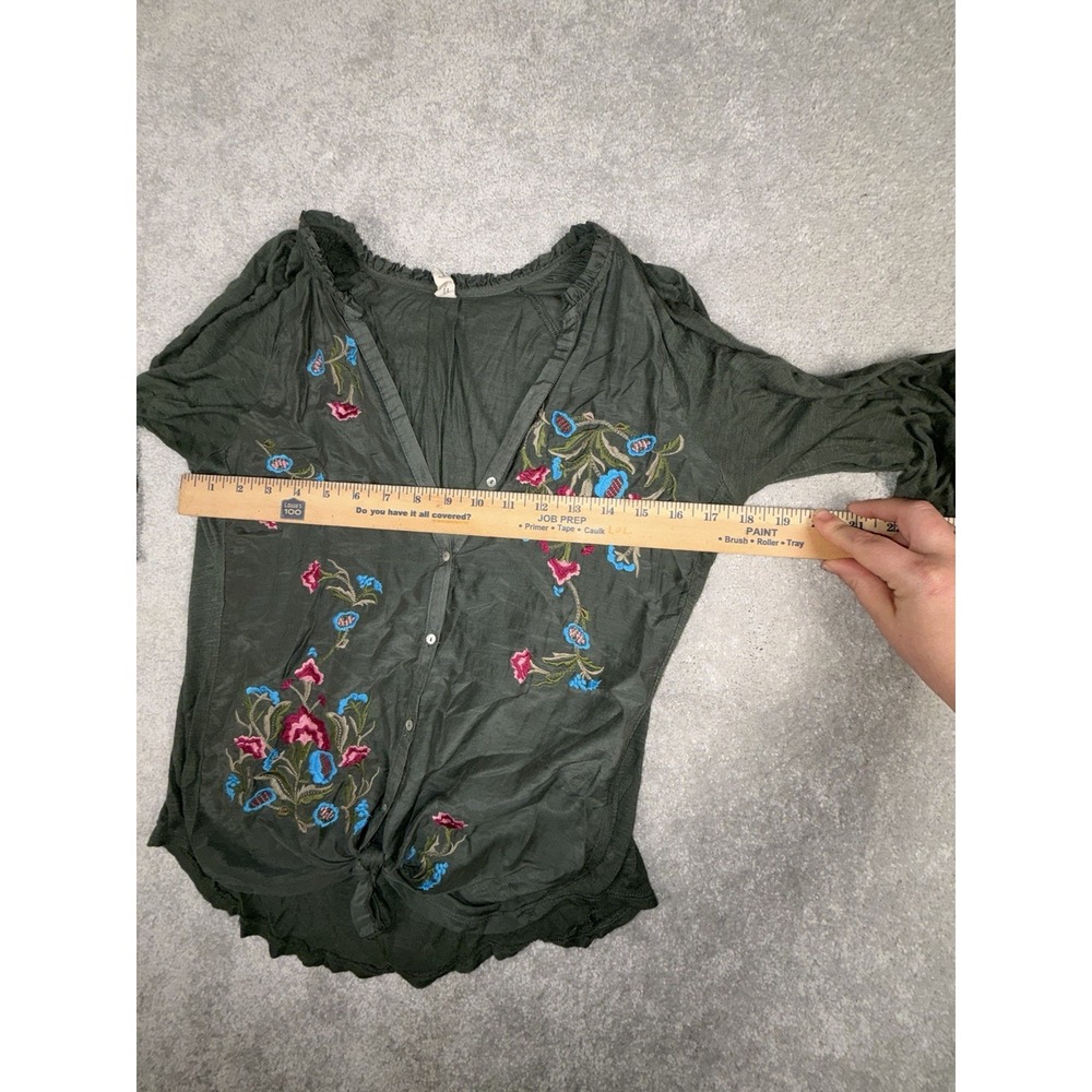 tiny anthropologie lazuli embroidered top dark green floral small - Picture 5 of 8